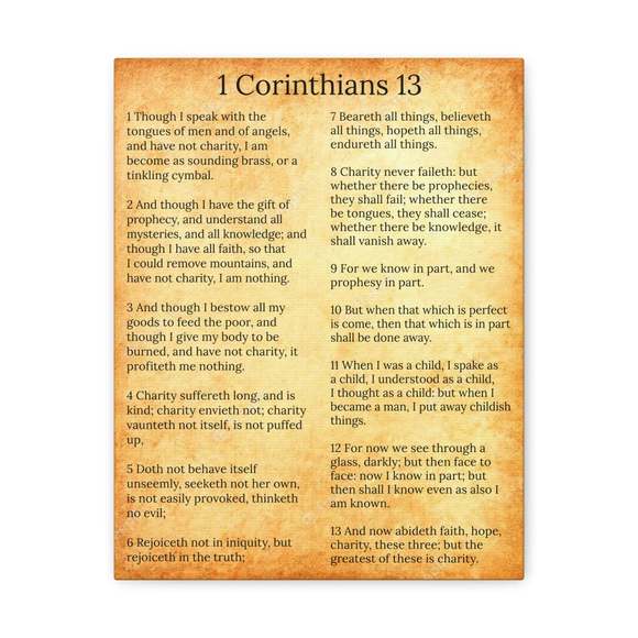 Scripture Sign Corinthians 13 Love Chapter Gold Christian Wall